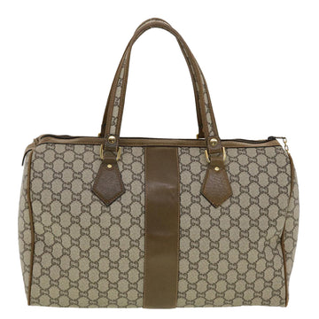 GUCCI GG Plus Canvas Boston Bag PVC Leather Beige th3568