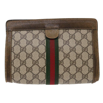 GUCCI GG Canvas Web Sherry Line Clutch Bag Beige Red 67•014•2125 th3776