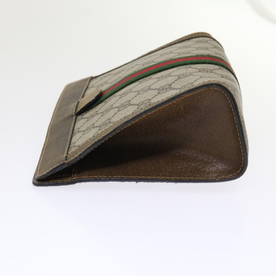 GUCCI GG Canvas Web Sherry Line Clutch Bag Beige Red 67•014•2125 th3776