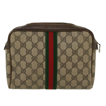 GUCCI GG Canvas Web Sherry Line Clutch Bag Beige Red 27•004•998 th3783