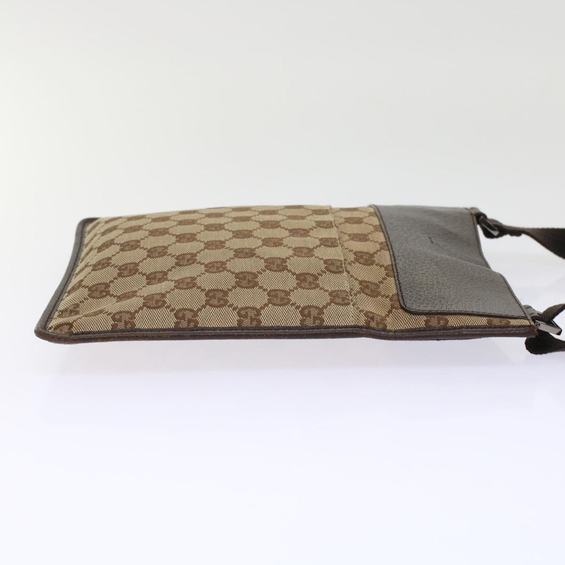 GUCCI GG Canvas Shoulder Bag Leather Beige 27639 th3823
