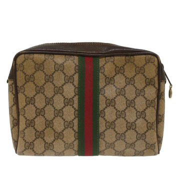 GUCCI GG Canvas Web Sherry Line Clutch Bag Beige Red 56•014•3553 th3861