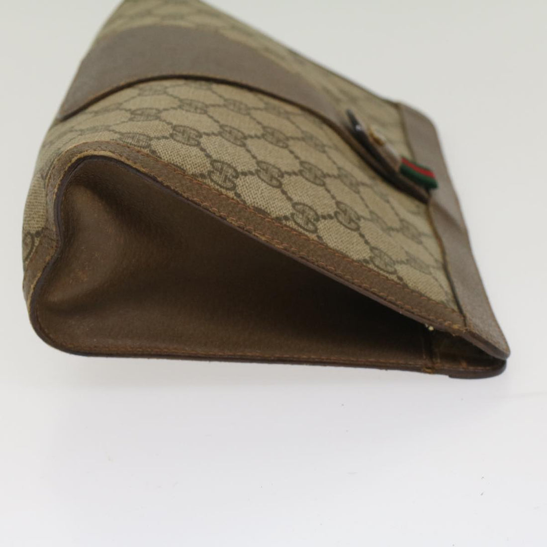 GUCCI GG Canvas Web Sherry Line Clutch Bag Beige Red 89•01•033 th3866