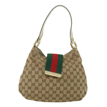 GUCCI GG Canvas Web Sherry Line Shoulder Bag Beige Red Green 211934 th3929