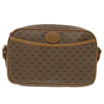 GUCCI Micro GG Canvas Shoulder Bag PVC Leather Beige th3930