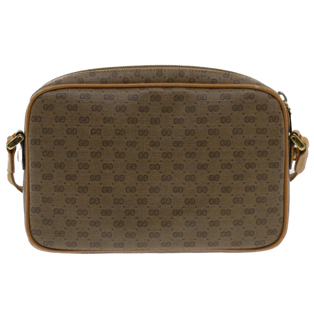 GUCCI Micro GG Canvas Shoulder Bag PVC Leather Beige th3930