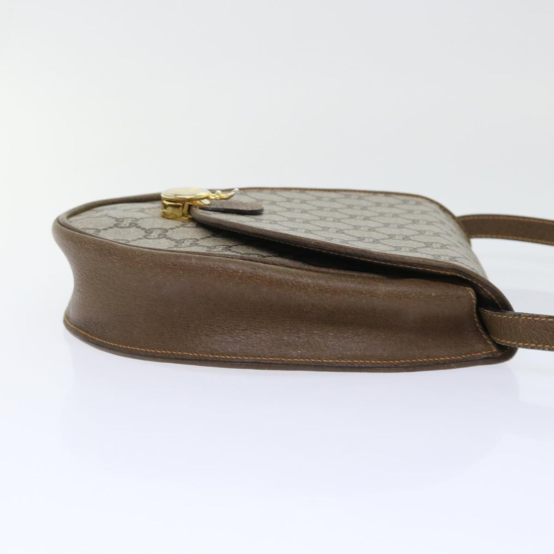 GUCCI GG Plus Canvas Shoulder Bag PVC Leather Beige th3956