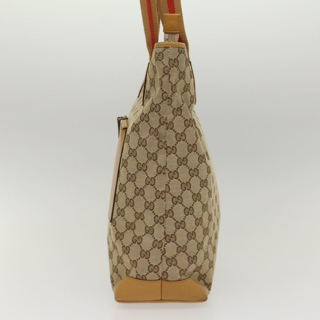 GUCCI GG Canvas Sherry Line Tote Bag Beige Red Brown 019.0401 th3976
