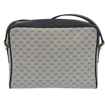 GUCCI Micro GG Canvas Shoulder Bag PVC Leather Navy th3981