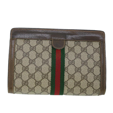 GUCCI GG Canvas Web Sherry Line Clutch Bag Beige Red Green 89 01 001 th3990