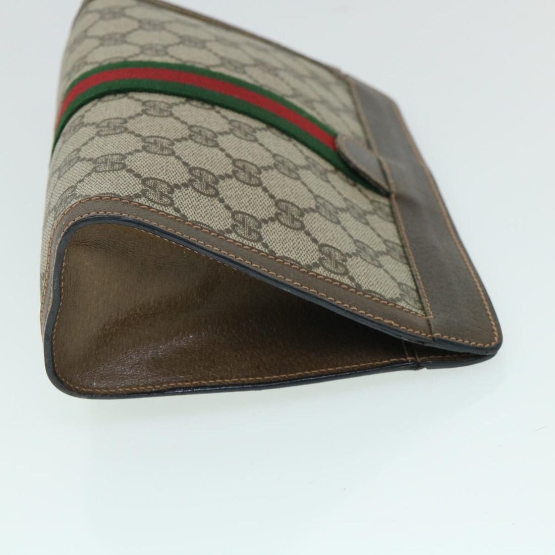 GUCCI GG Canvas Web Sherry Line Clutch Bag Beige Red Green 89 01 001 th3990