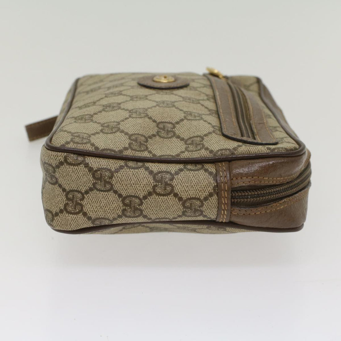 GUCCI GG Canvas Clutch Bag PVC Leather Beige 018 123 6021 th3993