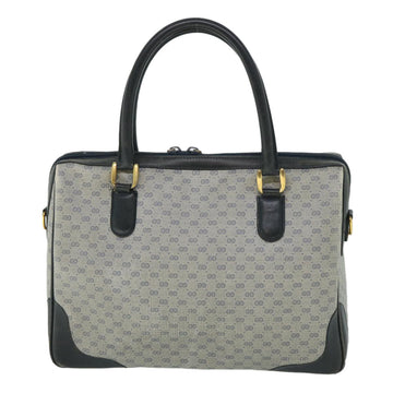 GUCCI Micro GG Canvas Boston Bag PVC Leather Gray Navy 002 58 0033 th4025