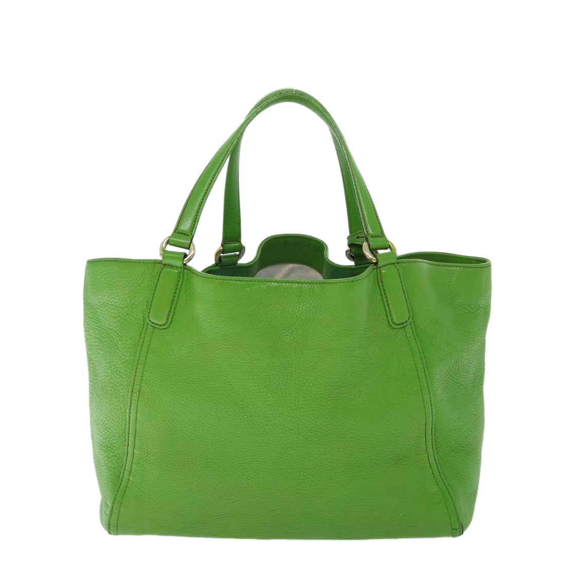 GUCCI Soho Shoulder Bag Leather Gray Green 282309 th4056