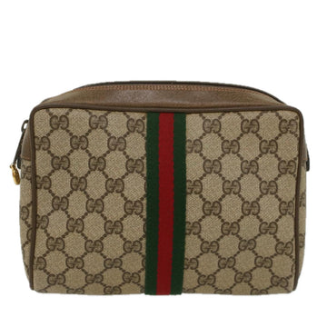 GUCCI GG Canvas Web Sherry Line Clutch Bag Beige Red Green 63.01.012 th4080