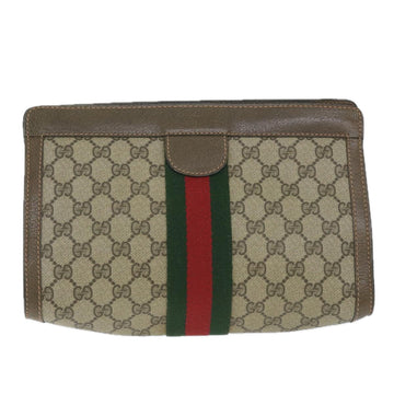 GUCCI GG Supreme Web Sherry Line Clutch Bag Beige Red 89 01 002 th4184