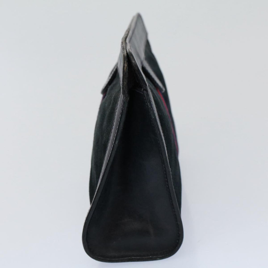 GUCCI Sherry Line Clutch Bag Suede Black Red Navy th4194