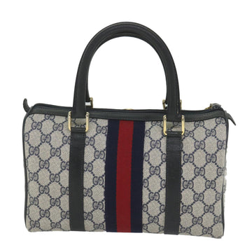 GUCCI GG Supreme Sherry Line Boston Bag Red Navy Gray 69 012 3841 th4205