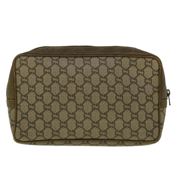 GUCCI GG PLUS Canvas Clutch Bag PVC Leather Beige th4270