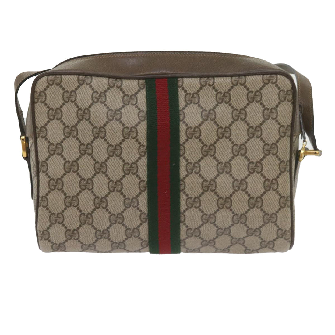 GUCCI GG Supreme Web Sherry Line Shoulder Bag Beige Red 72 02 005 th4314
