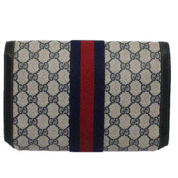 GUCCI GG Supreme Sherry Line Clutch Bag Red Navy 84 01 006 th4322