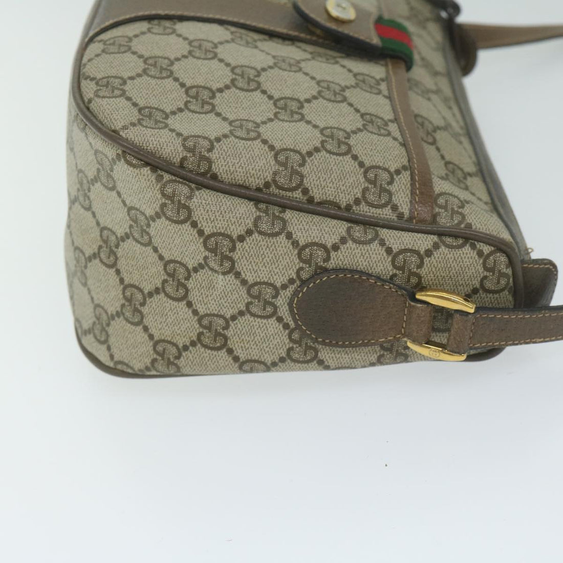 GUCCI GG Supreme Web Sherry Line Shoulder Bag Beige Red 14 02 032 th4355
