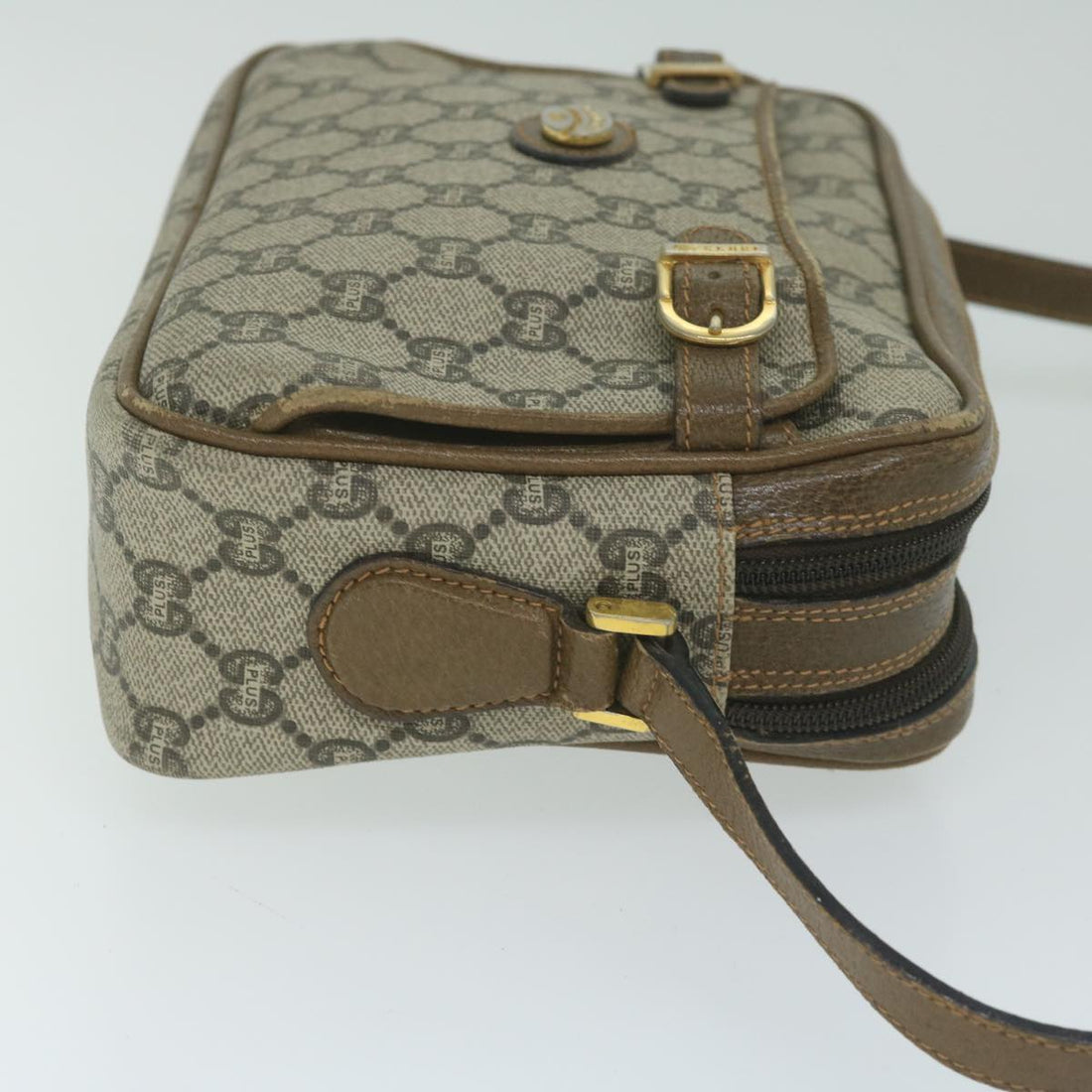 GUCCI GG Plus Supreme Shoulder Bag PVC Leather Beige th4356