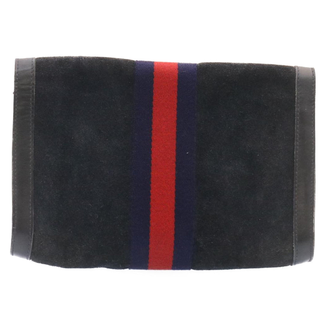 GUCCI Sherry Line Clutch Bag Suede Navy Red am1160s