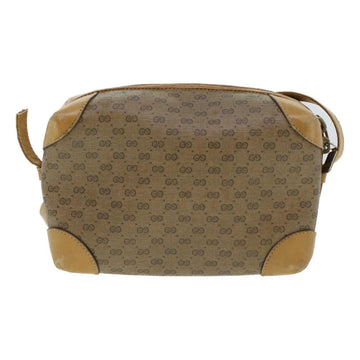 GUCCI Micro GG Canvas Shoulder Bag PVC Leather Beige th2491