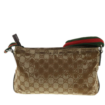 GUCCI GG Canvas Web Sherry Line Shoulder Bag Beige Green Red 189749 ti1038
