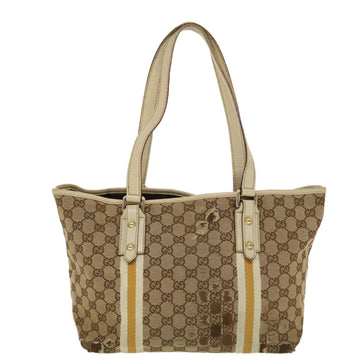 GUCCI GG Canvas Sherry Line Tote Bag Beige Orange yellow 137896 ti1129