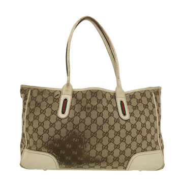 GUCCI GG Canvas Web Sherry Line Tote Bag Beige Green Red 163805 ti1131