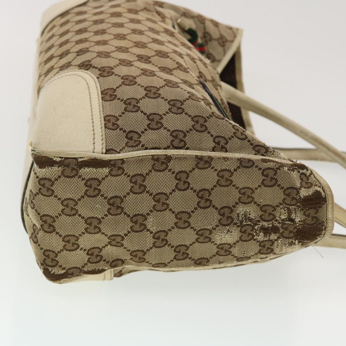 GUCCI GG Canvas Web Sherry Line Tote Bag Beige Green Red 163805 ti1131