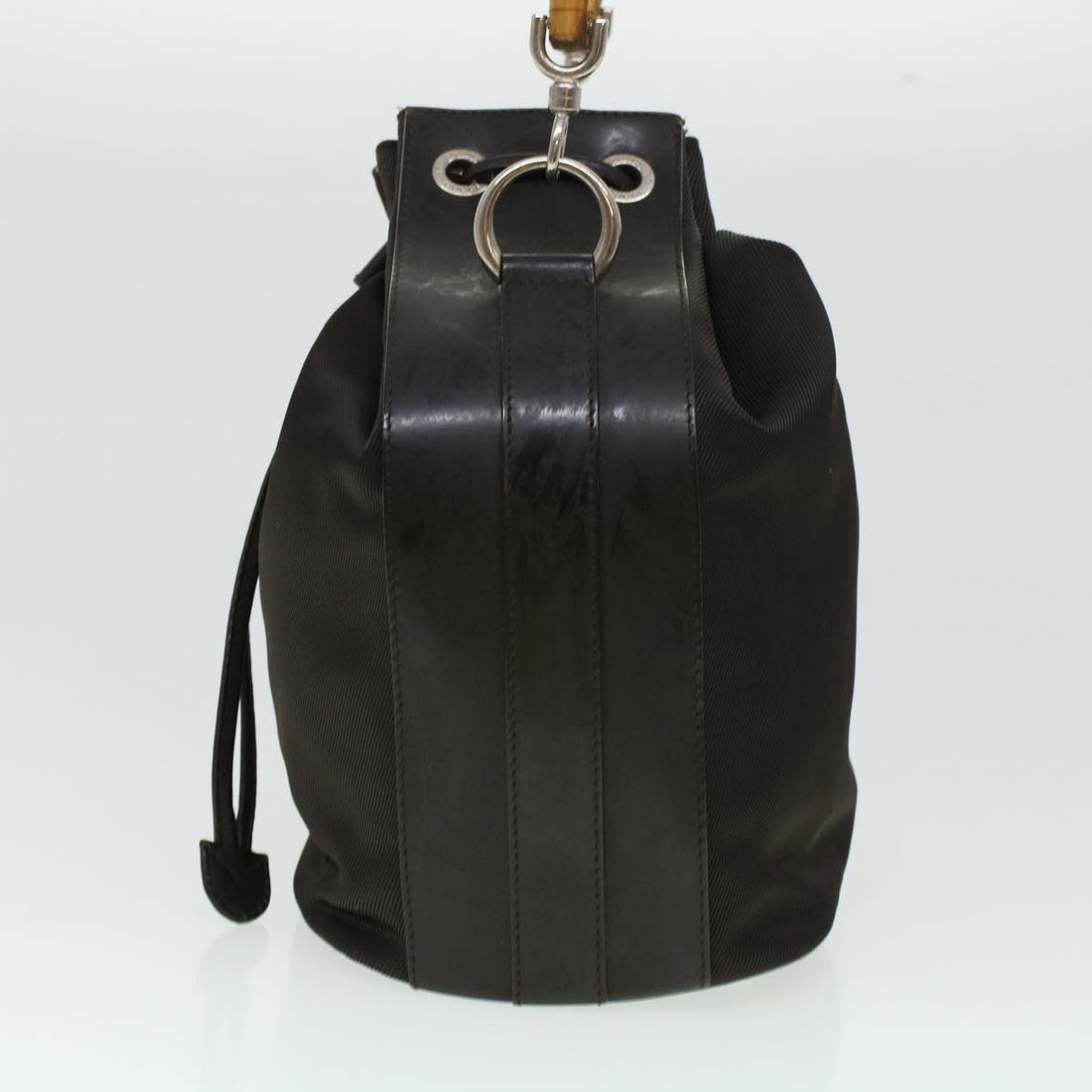 GUCCI Bamboo Shoulder Bag Canvas 2way Dark Brown ti1132