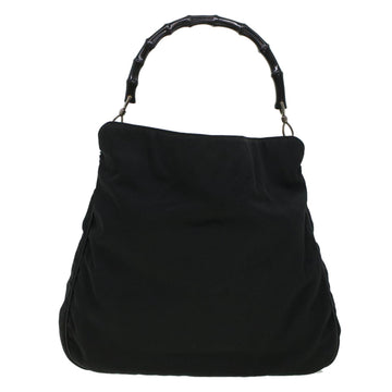 GUCCI Bamboo Shoulder Bag Canvas Black ti1134