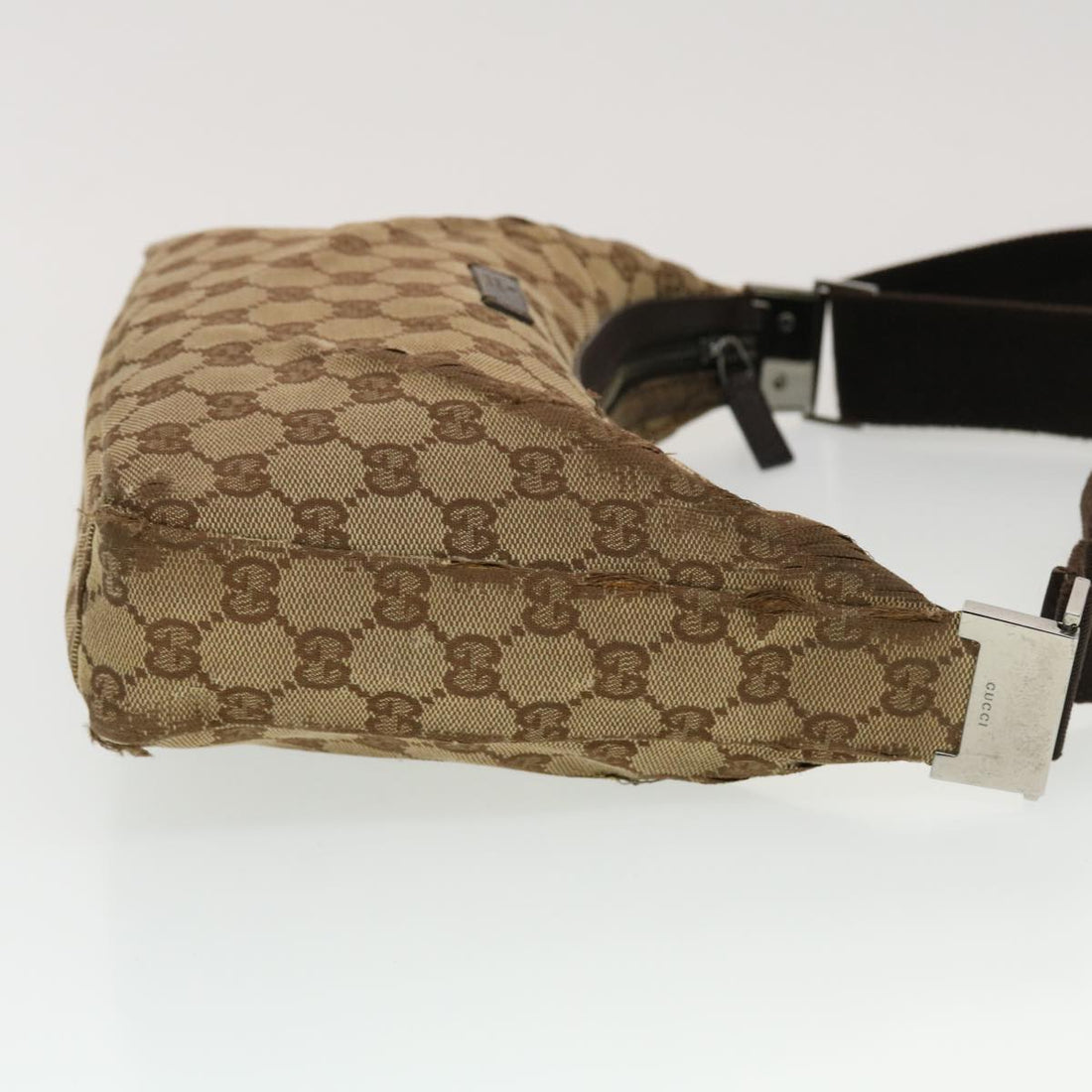 GUCCI GG Canvas Shoulder Bag Beige Dark Brown ti1138
