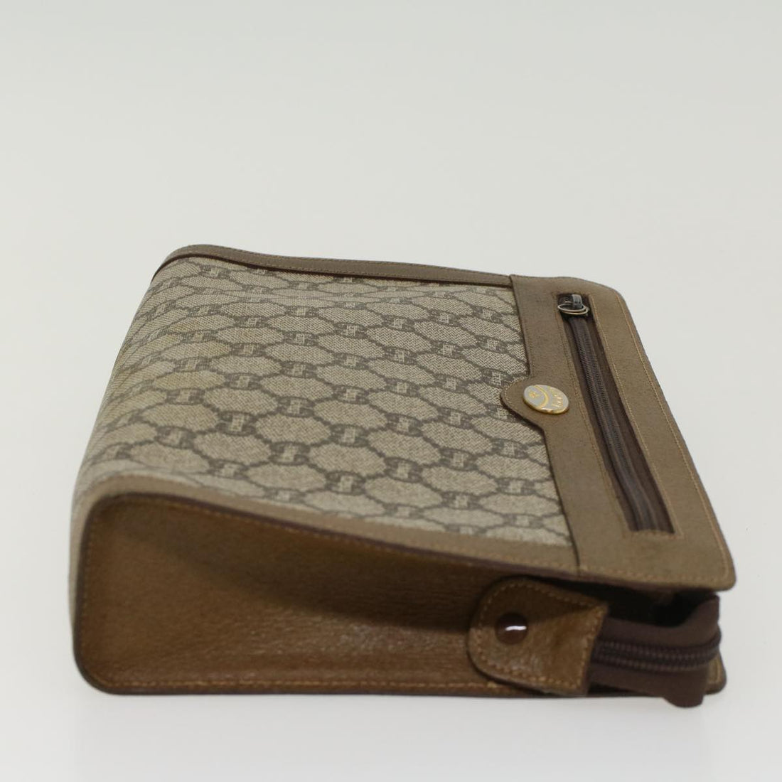 GUCCI GG PLUS Clutch Bag PVC Leather Beige ti1141