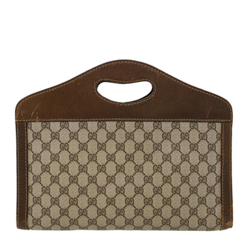 GUCCI GG Canvas Hand Bag PVC Leather Beige ti1150