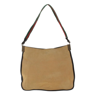 GUCCI Web Sherry Line Shoulder Bag Canvas Beige Green Red ti1172