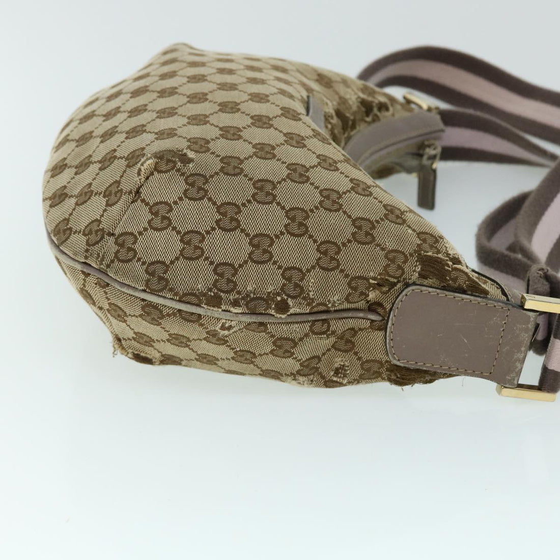 GUCCI GG Canvas Sherry Line Shoulder Bag Beige Gray pink 181092 ti1245
