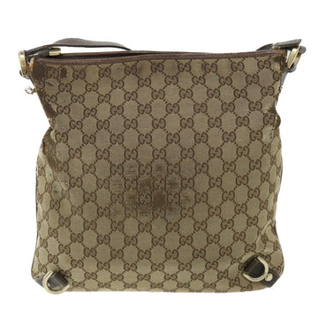 GUCCI GG Canvas Shoulder Bag Leather Beige Brown 2684 ti1247