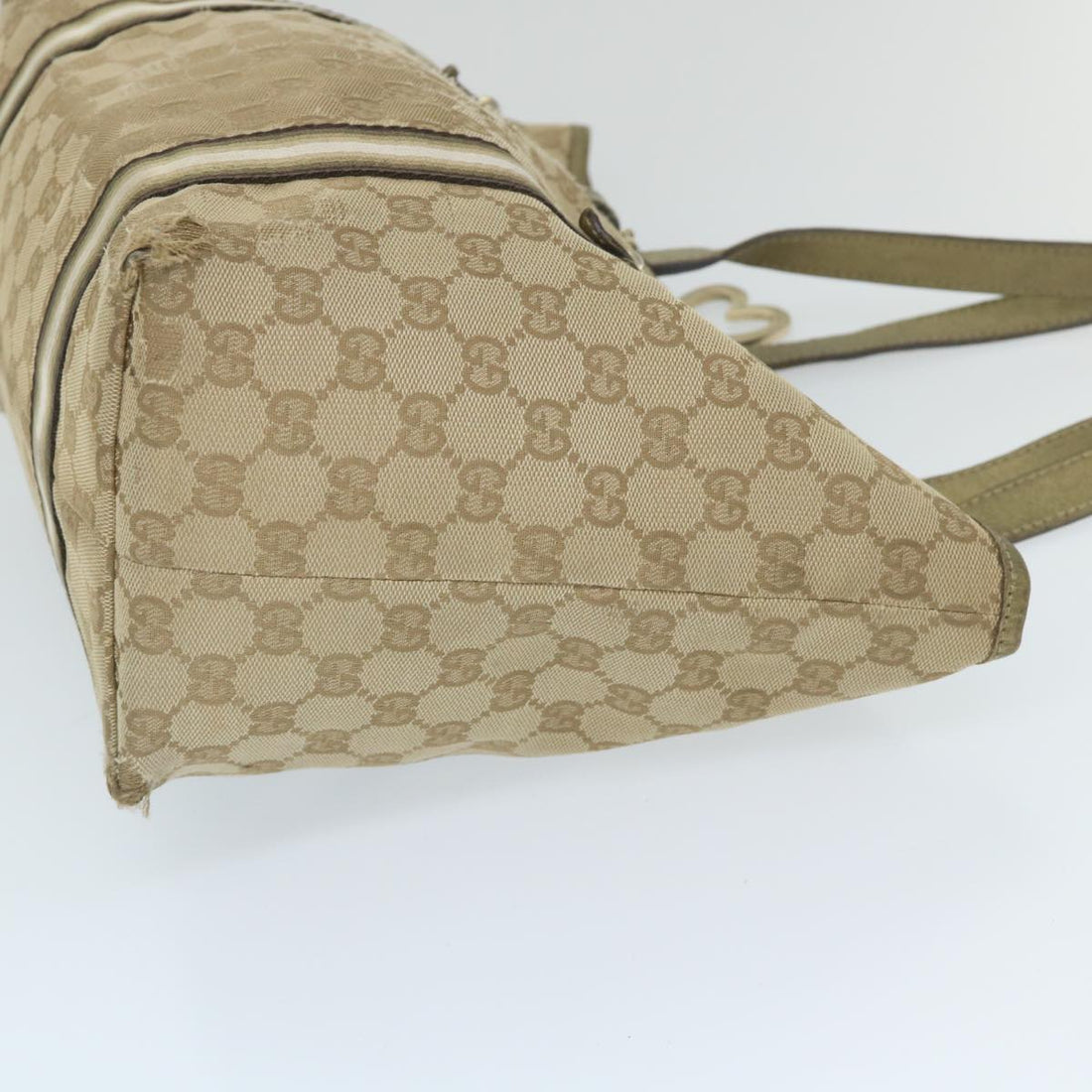 GUCCI GG Canvas Sherry Line Tote Bag Beige Gold 187896 ti1281