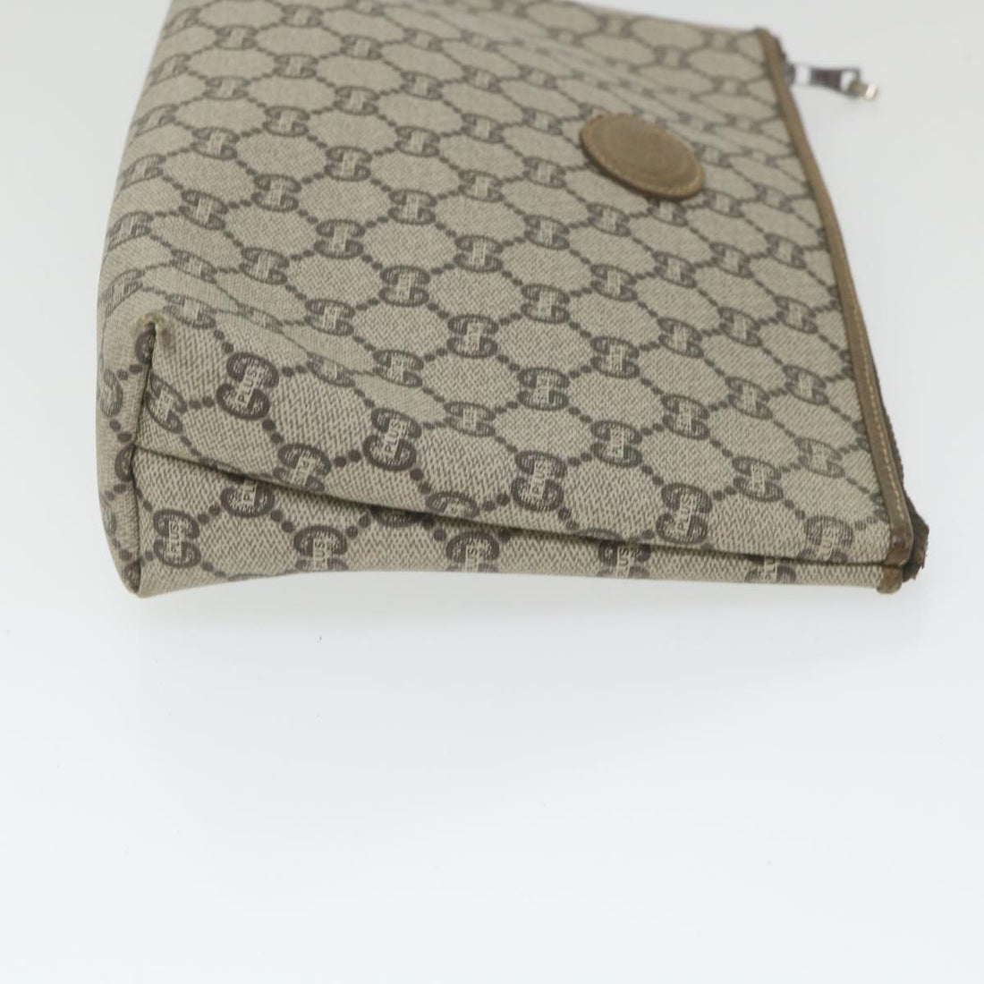GUCCI GG Plus Supreme Clutch Bag PVC Leather Beige ti1352