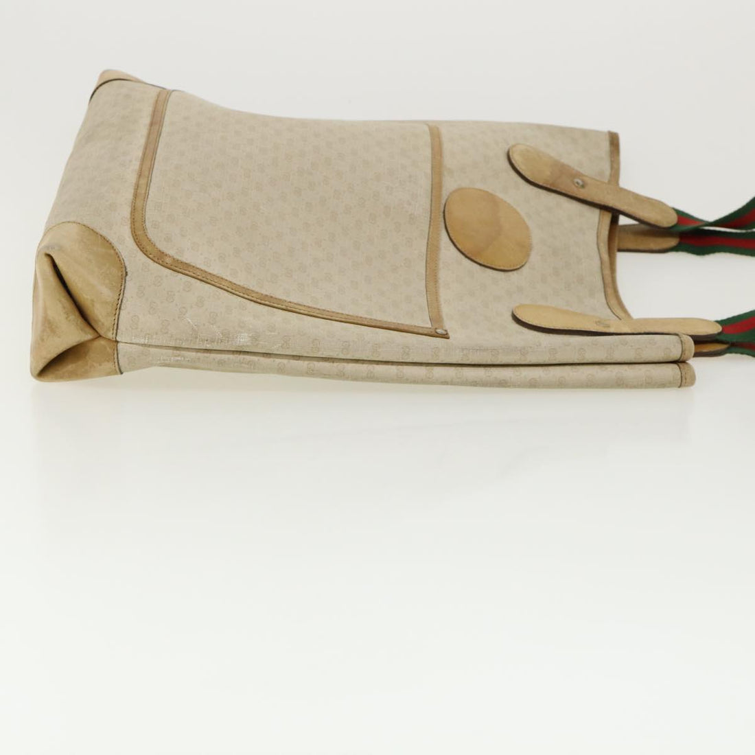 GUCCI Micro GG Canvas Web Sherry Line Tote Bag Beige Red 29040223 ti672