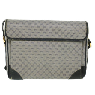 GUCCI Micro GG Canvas Shoulder Bag PVC Leather Navy ti884