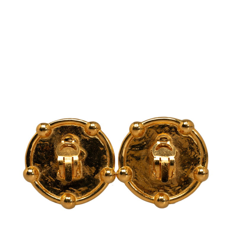 Chanel Vintage Coco Mark Round Earrings Gold Plated Women's