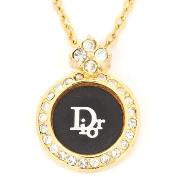 Vintage Christian Dior Black Plate Logo Necklace