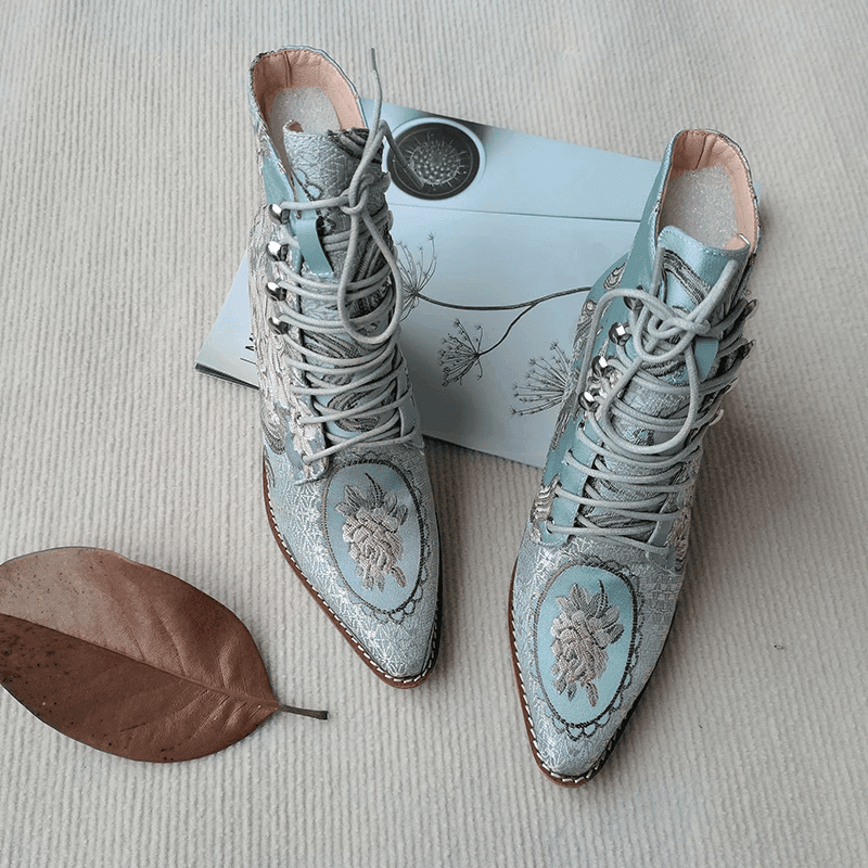 Makersluxe Shoes Briana Women's Embroidered Flowers Boots