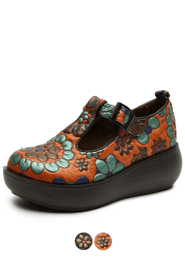 Makersluxe Shoes Claudia Women's Leather Round Toe Platform Shoes