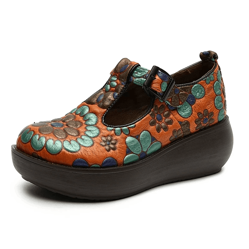 Makersluxe Shoes Claudia Women's Leather Round Toe Platform Shoes